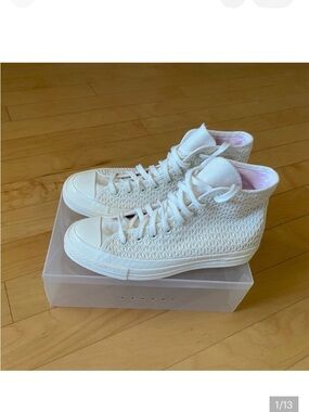 NWT Converse All Star Crochet Overlay High Top Egret/Lilac W 9 1/2 M 7 1/2